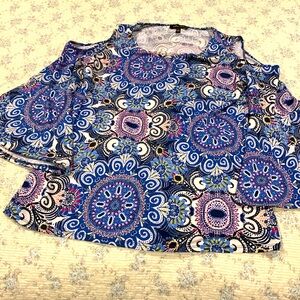 Melissa Paige Cold Shoulder Hippie Top Size L Like NEW Cute Bell Bottom Sleeves